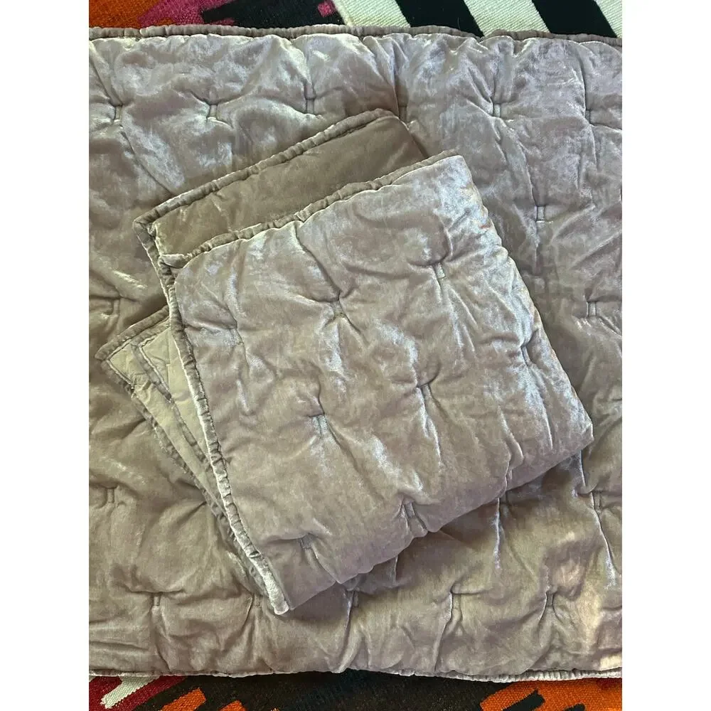 2 West Elm velvet Pillow euro Stitch Cotton blush pink tufted set 26x26”